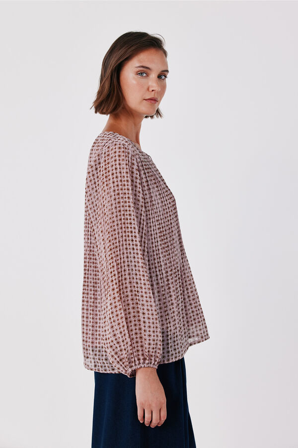 Cortefiel Pleated tie blouse Printed purple