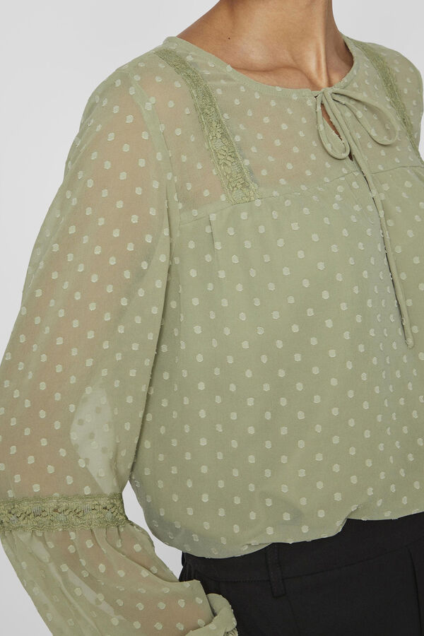 Vila Blusa plumeti de manga comprida Verde