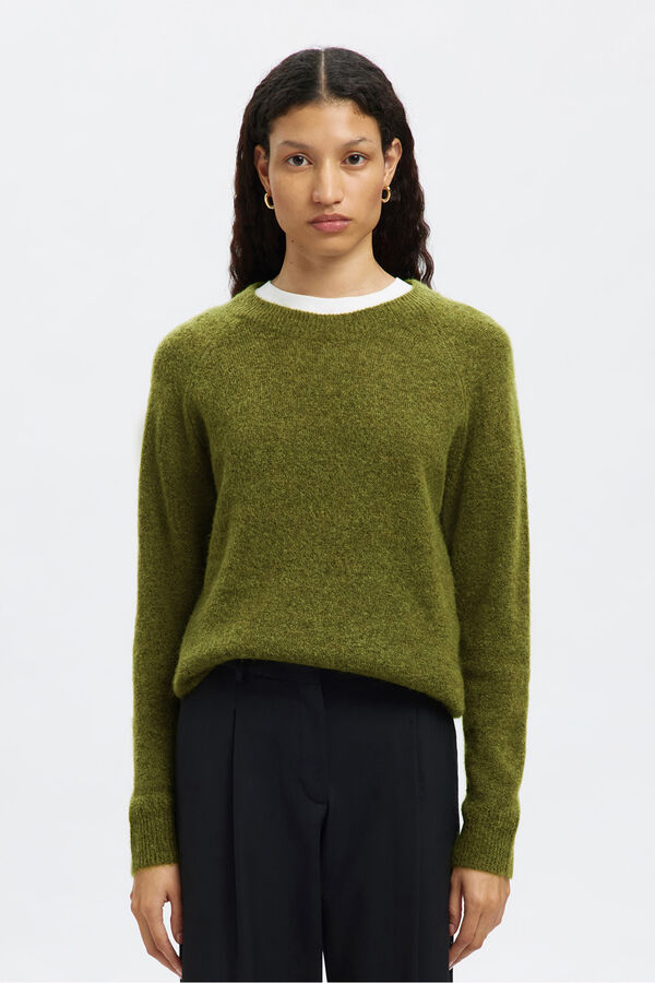 Selected Femme Camisola de lã e alpaca Verde