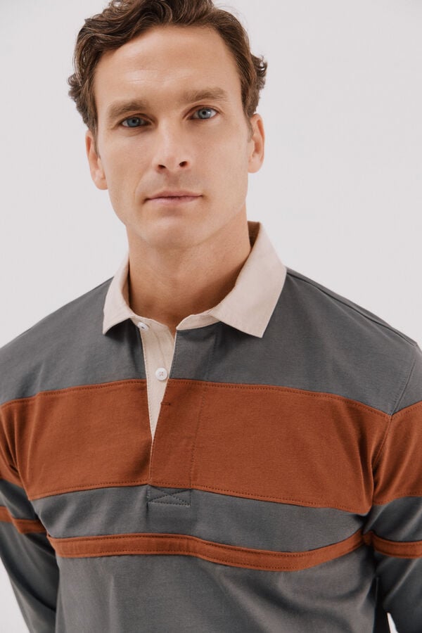 Cortefiel Polo rugby bloques Gris