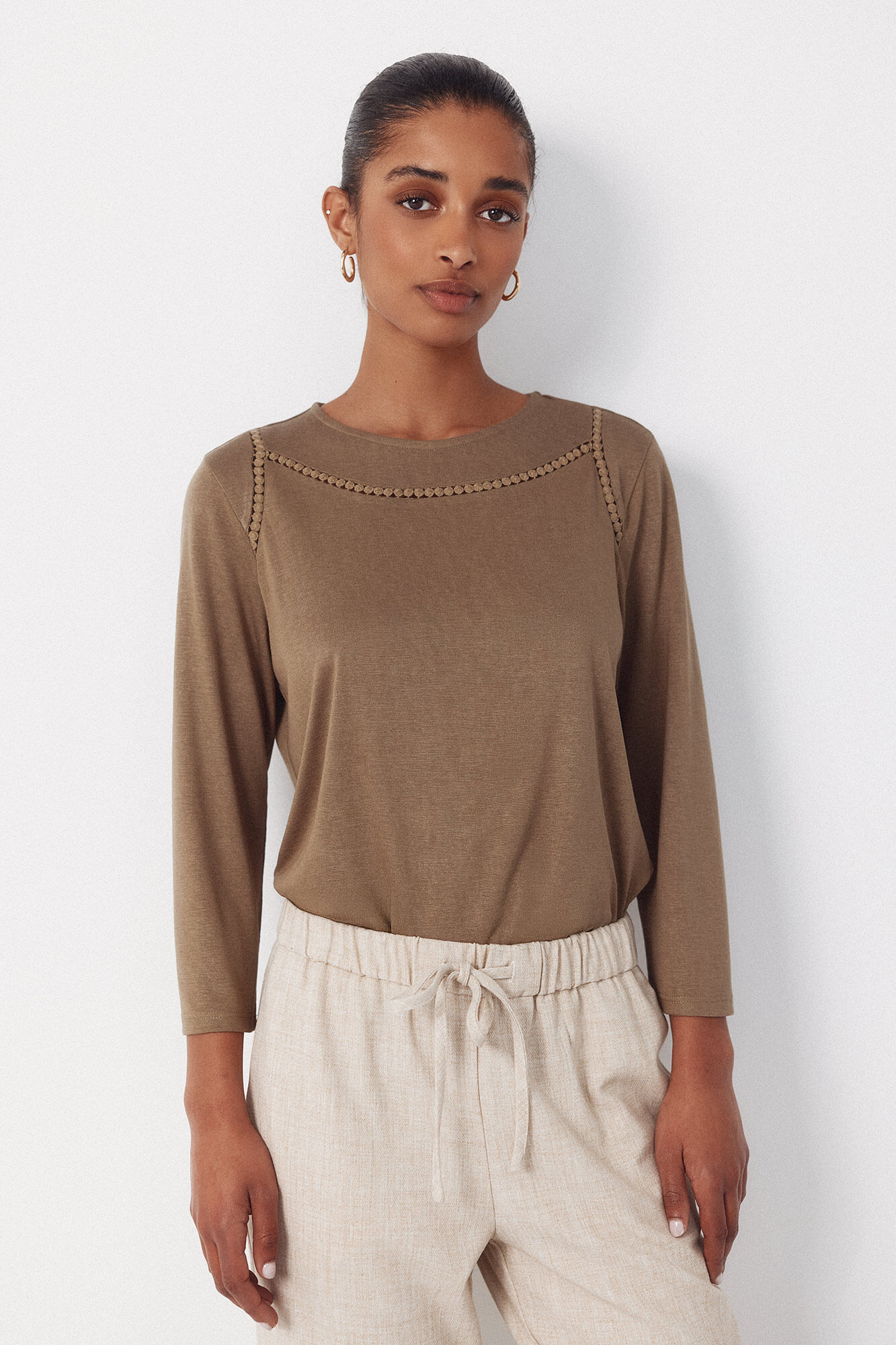 Cortefiel Hemstitch detail t-shirt