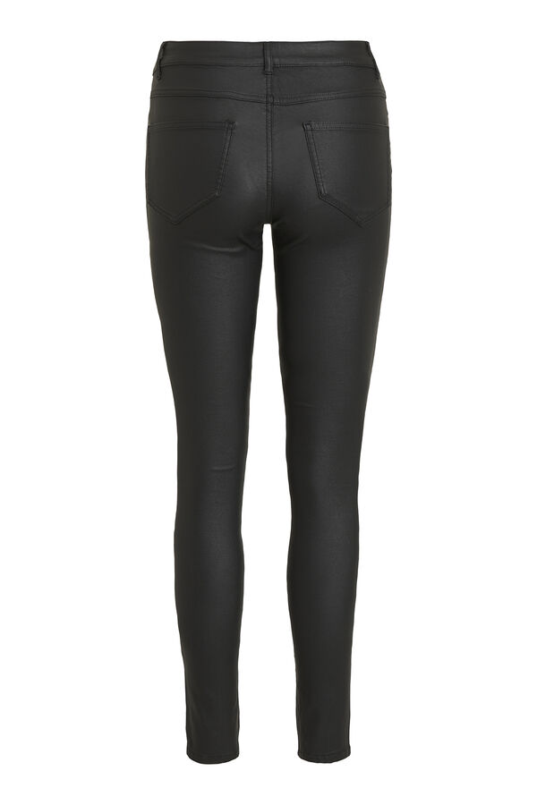 Cortefiel Skinny fit waxed-effect trousers Black