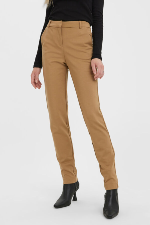 Cortefiel Long jersey-knit trousers Brown