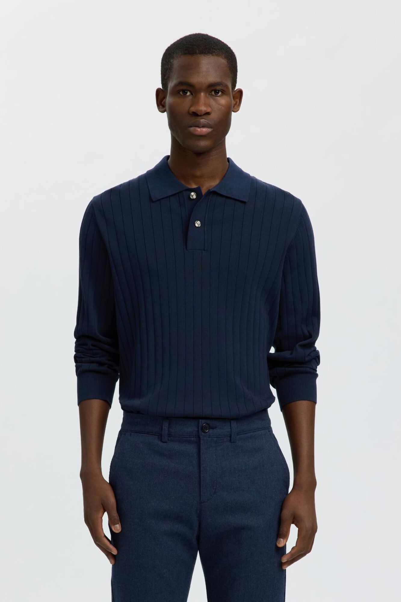 Selected Polo de malha de manga comprida