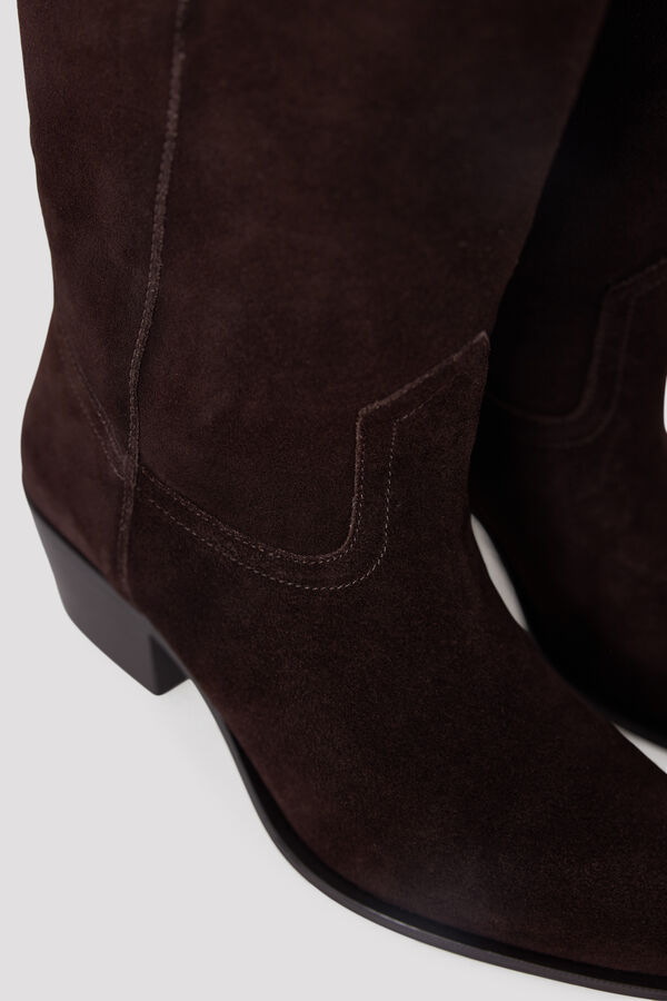 Cortefiel Mid-calf leather boot Brown