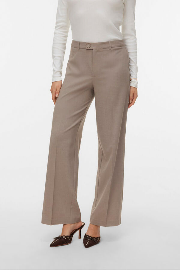 Vero Moda Cal&ccedil;a reta de alfaiataria Tostado