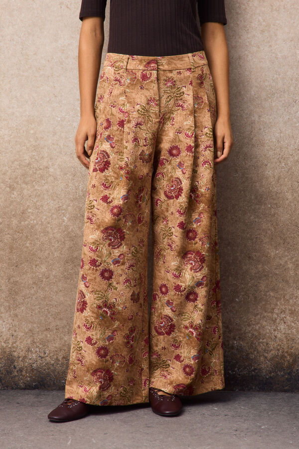 Slowlove Cal&ccedil;a de pregas estampada Multicolorido