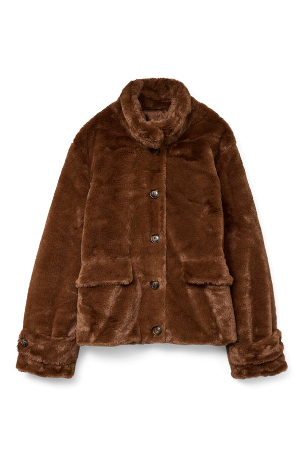 Vero Moda Sobretudo curto com efeito de pelo Castanho