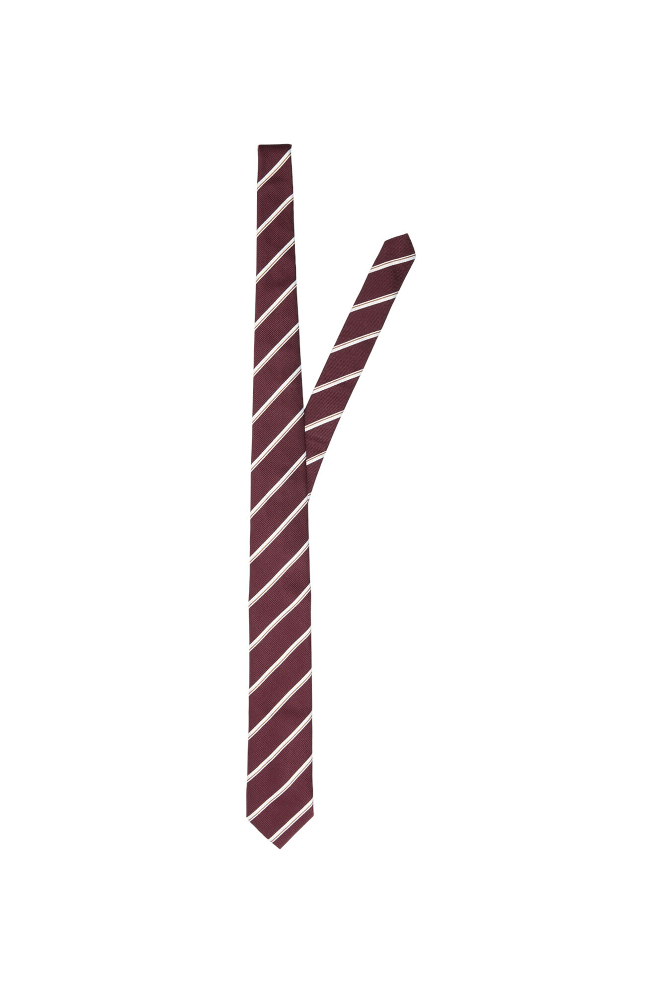 Selected Corbata de rallas confeccionada con materiales reciclados.