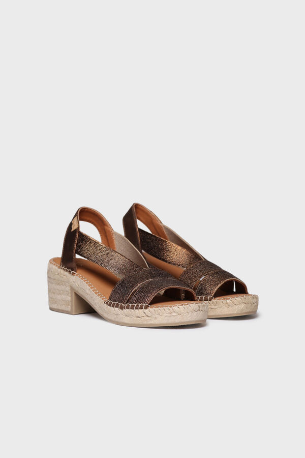 Toni Pons Sand&aacute;lia de salto em pele com el&aacute;sticos Dourado