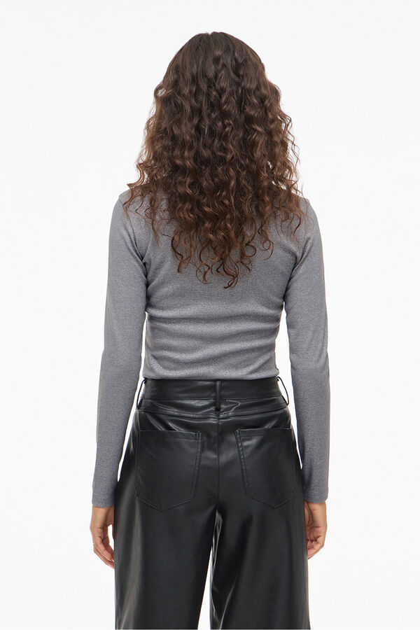 Vila Top de manga comprida com glitter Cinzento