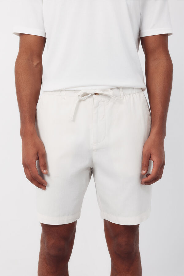 Cortefiel Bermuda shorts with elastic and regular laces Ivory