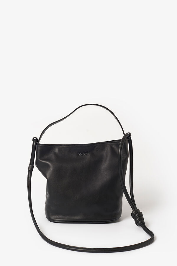 Zubi Bolsa bucket M de pele Preto