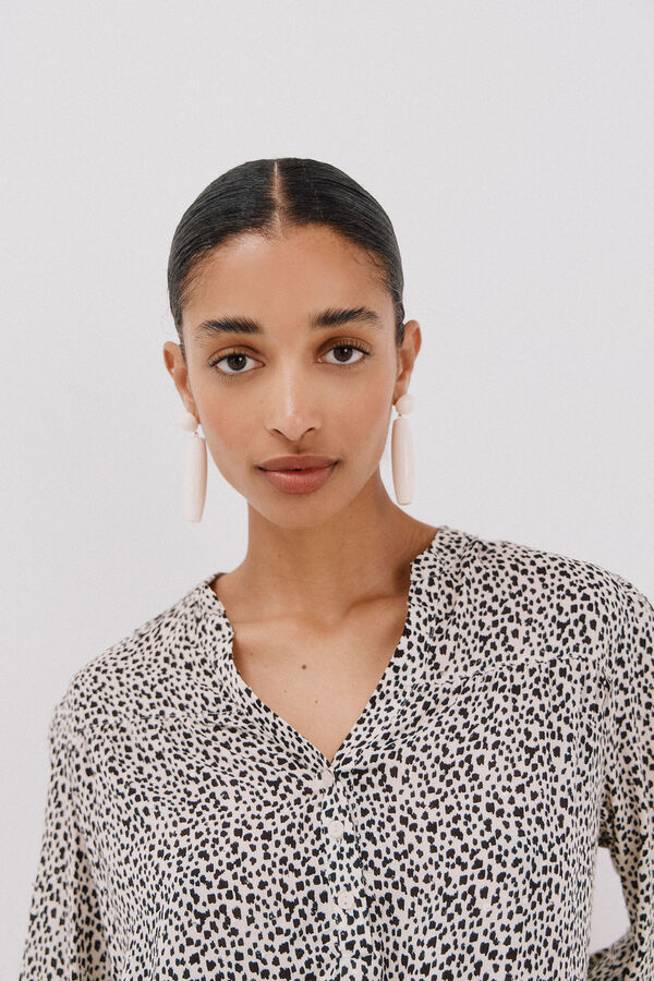 Cortefiel Front yoke blouse Printed white