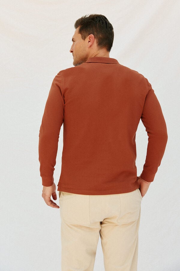 Cortefiel Polo básico manga larga Camel