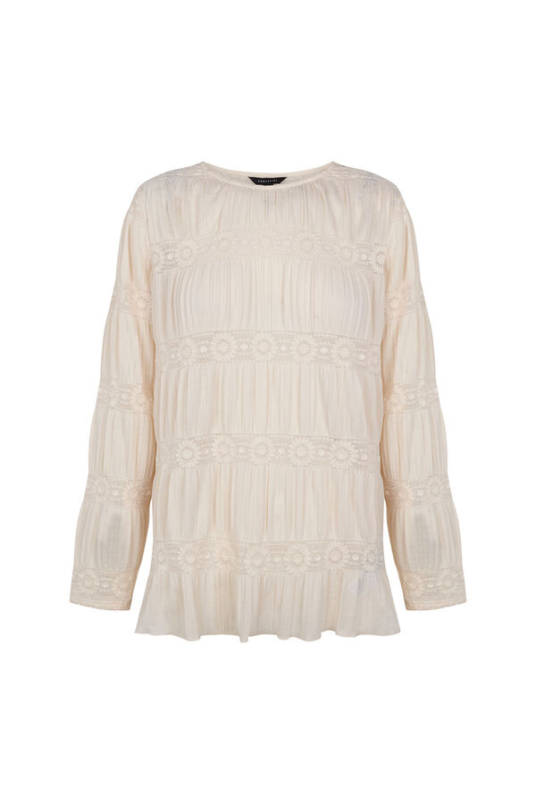 Cortefiel Floral fluid T-shirt Ivory