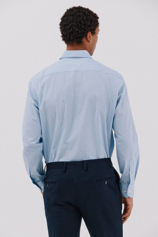 Cortefiel Easy-iron striped dress shirt Blue