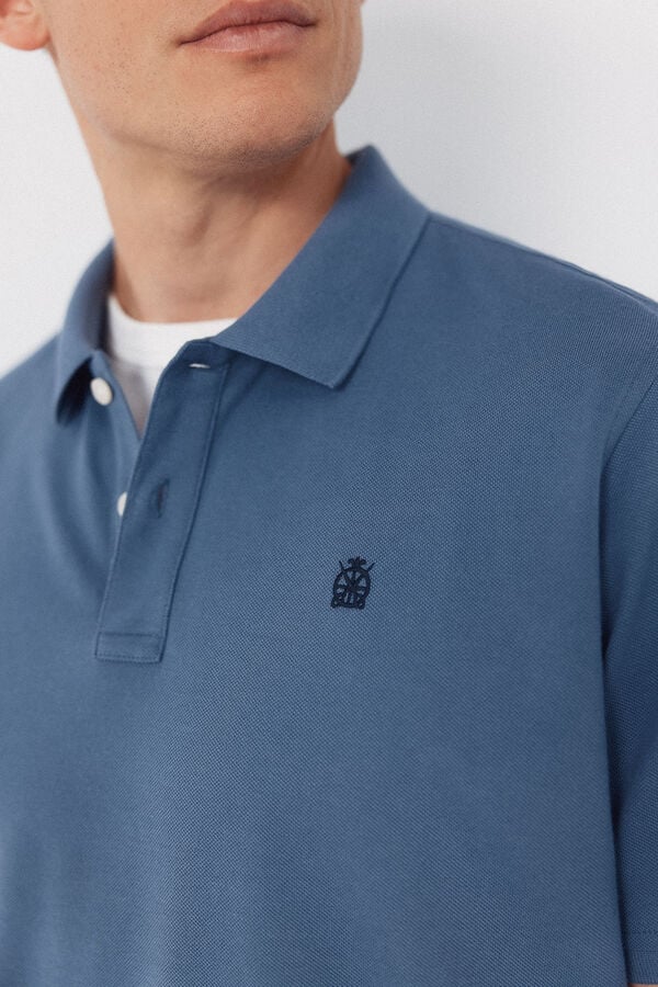 Cortefiel Piqu&eacute; basic polo shirt Blue