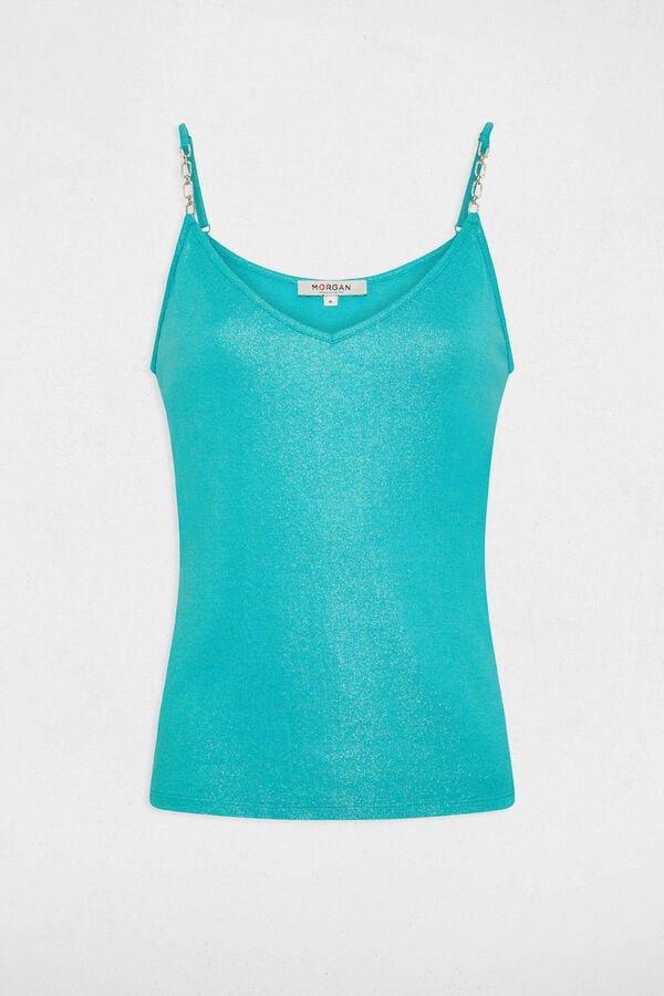 Cortefiel Top with spaghetti straps Turquoise