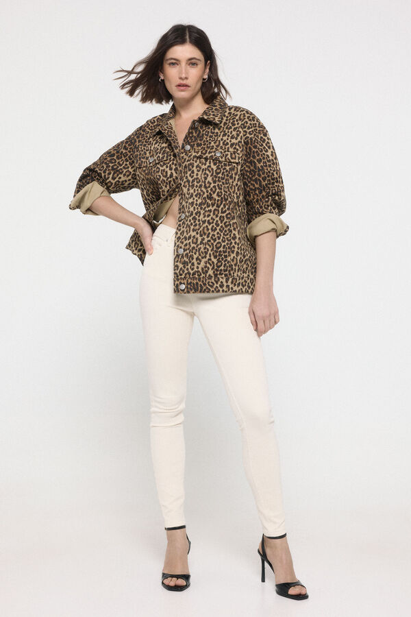 Vero Moda Jaqueta jeans com estampa animal Castanho