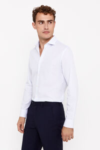 Cortefiel Striped slim fit Easy-iron dress shirt White