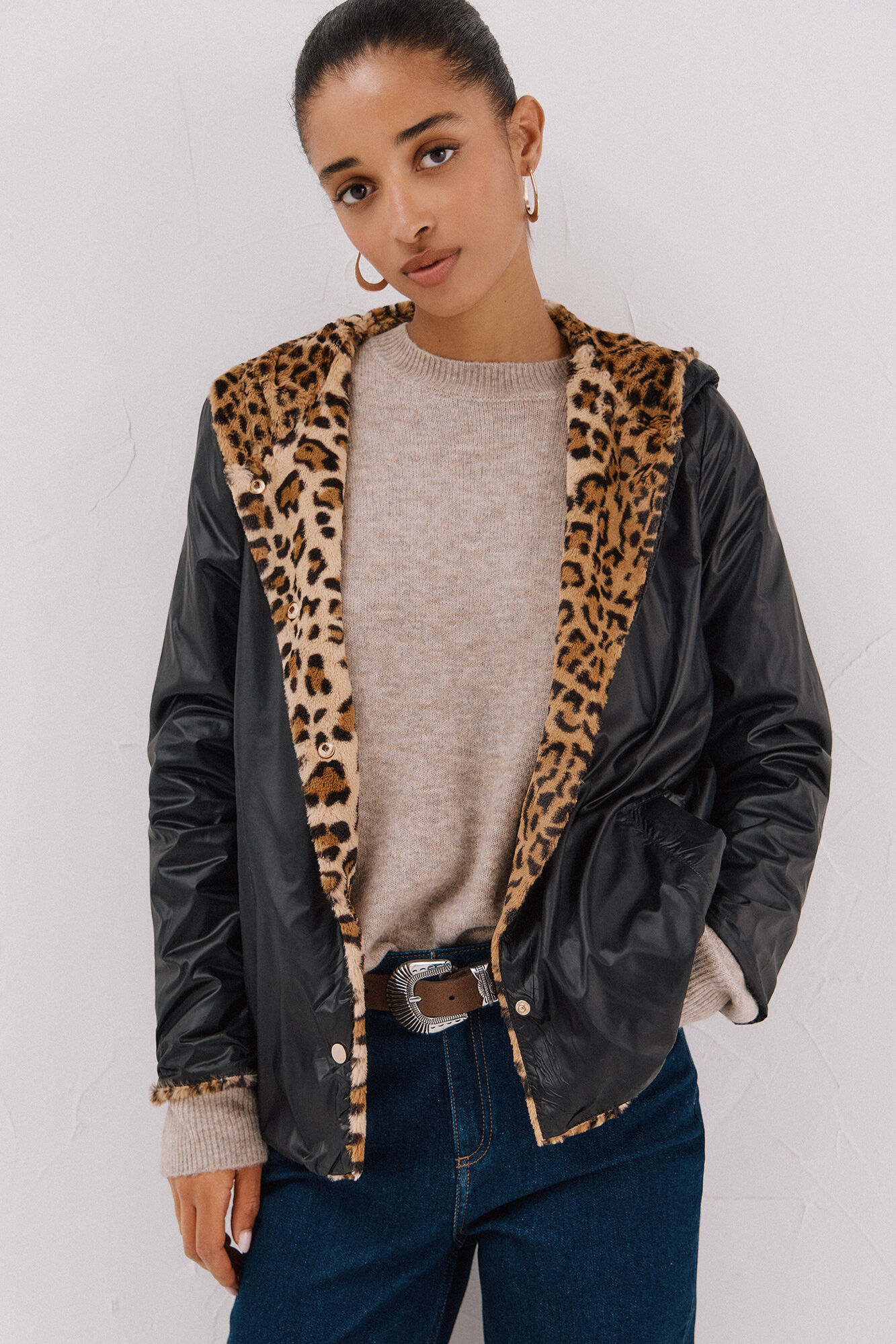 Cortefiel Short reversible faux fur jacket