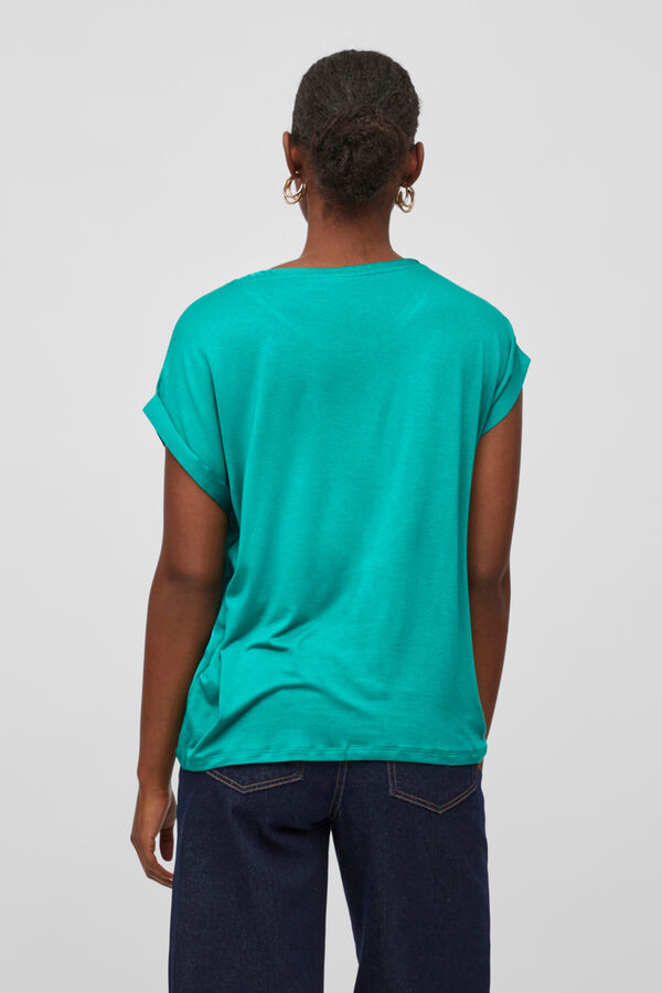 Cortefiel Satin finish short-sleeved blouse Green