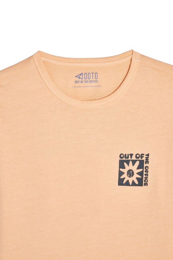 Cortefiel OOTO logo print T-shirt Orange