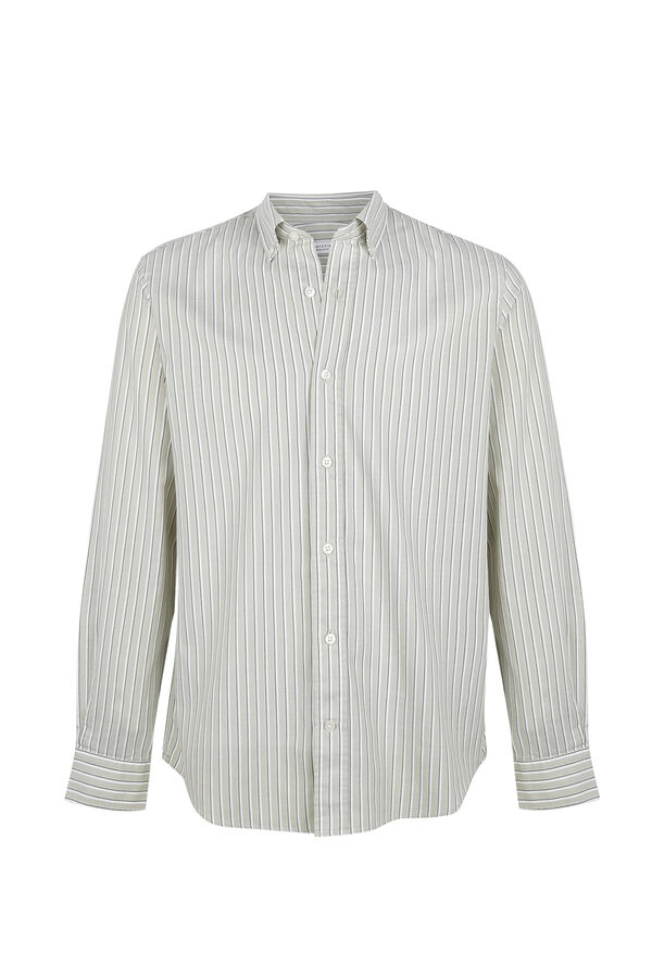Cortefiel Striped light oxford shirt Kaki