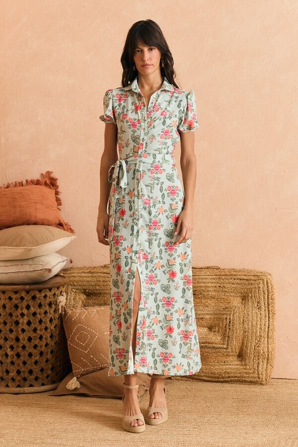 Pol&iacute;n Et Moi Vestido camiseiro Mila Azul