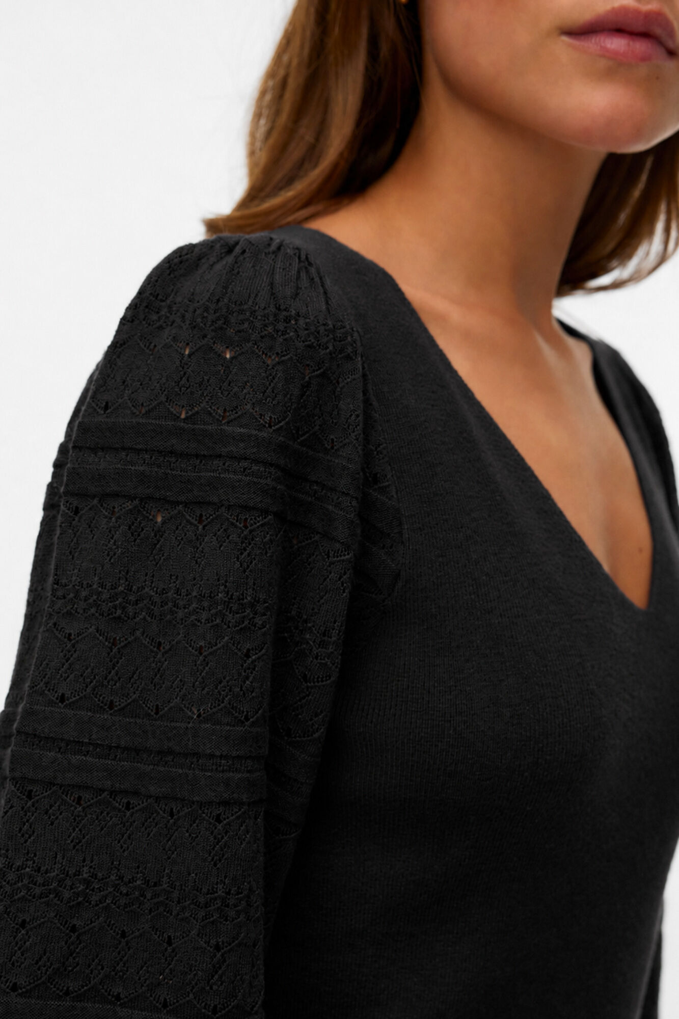 Vero Moda Camisola de bico com mangas abalonadas