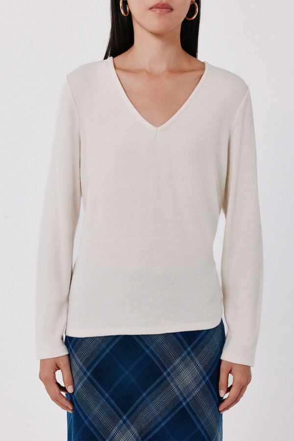 Cortefiel Soft basic T-shirt Ivory