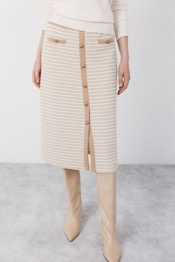 Cortefiel Jersey-knit -up buttons Printed white