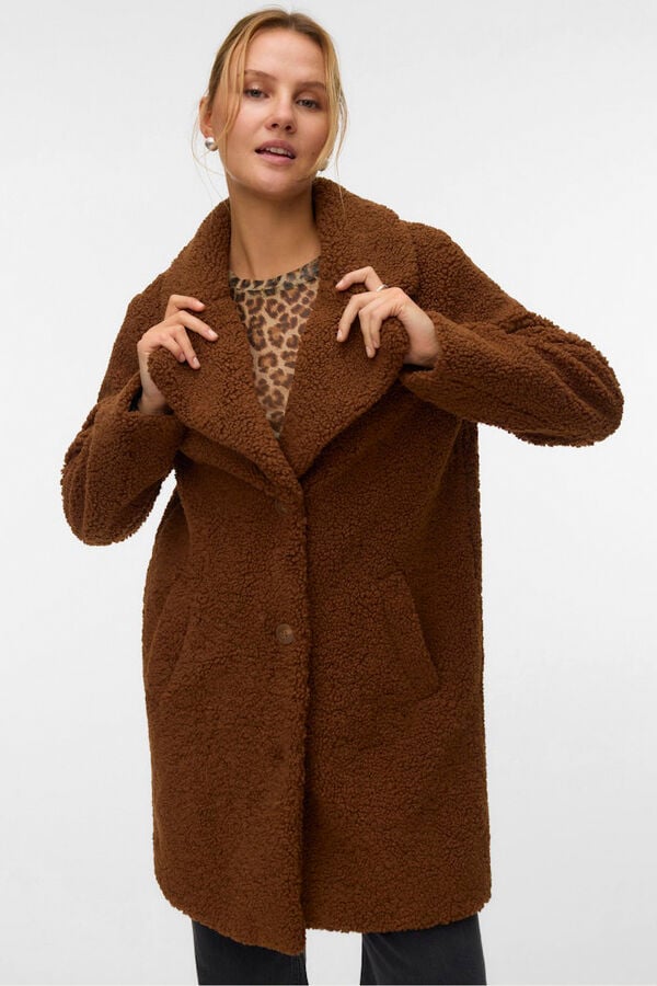 Vero Moda Sobretudo de borrego  Castanho