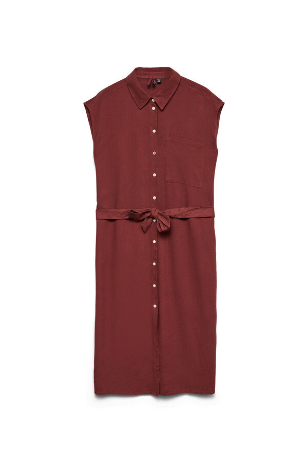 Vero Moda Vestido 7/8 camiseiro Castanho