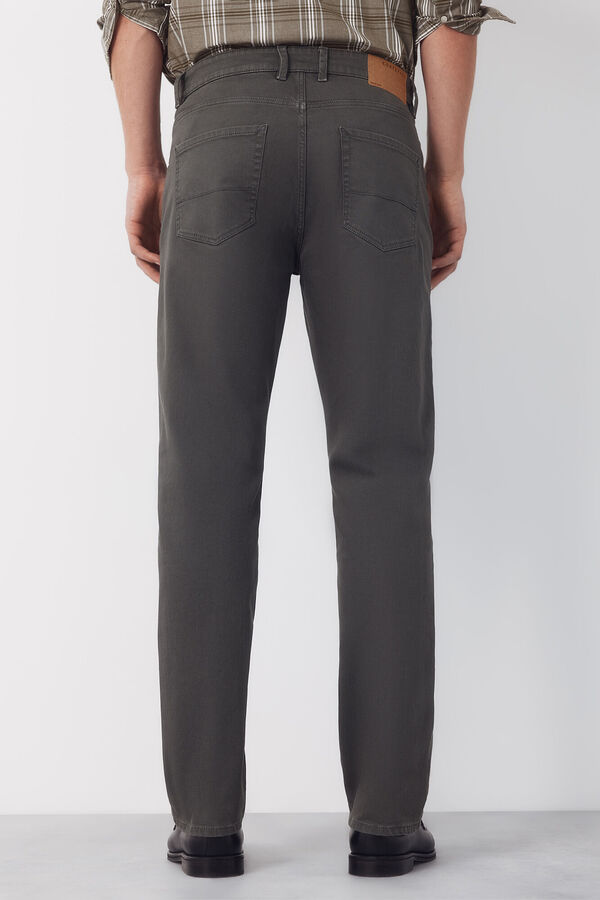 Cortefiel 5-pocket regular fit coloured trousers Kaki