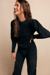 Slowlove Top estructura frunce Preto