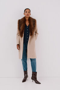 Cortefiel Coat with fur effect detail