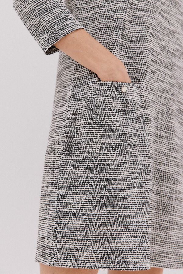 Cortefiel Short tweed dress Printed white