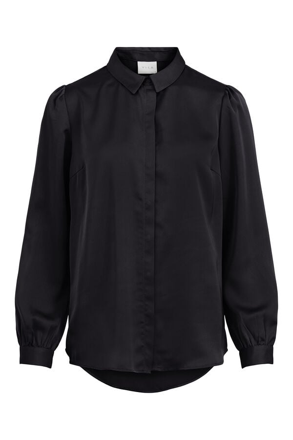 Cortefiel Satin-finish shirt Black