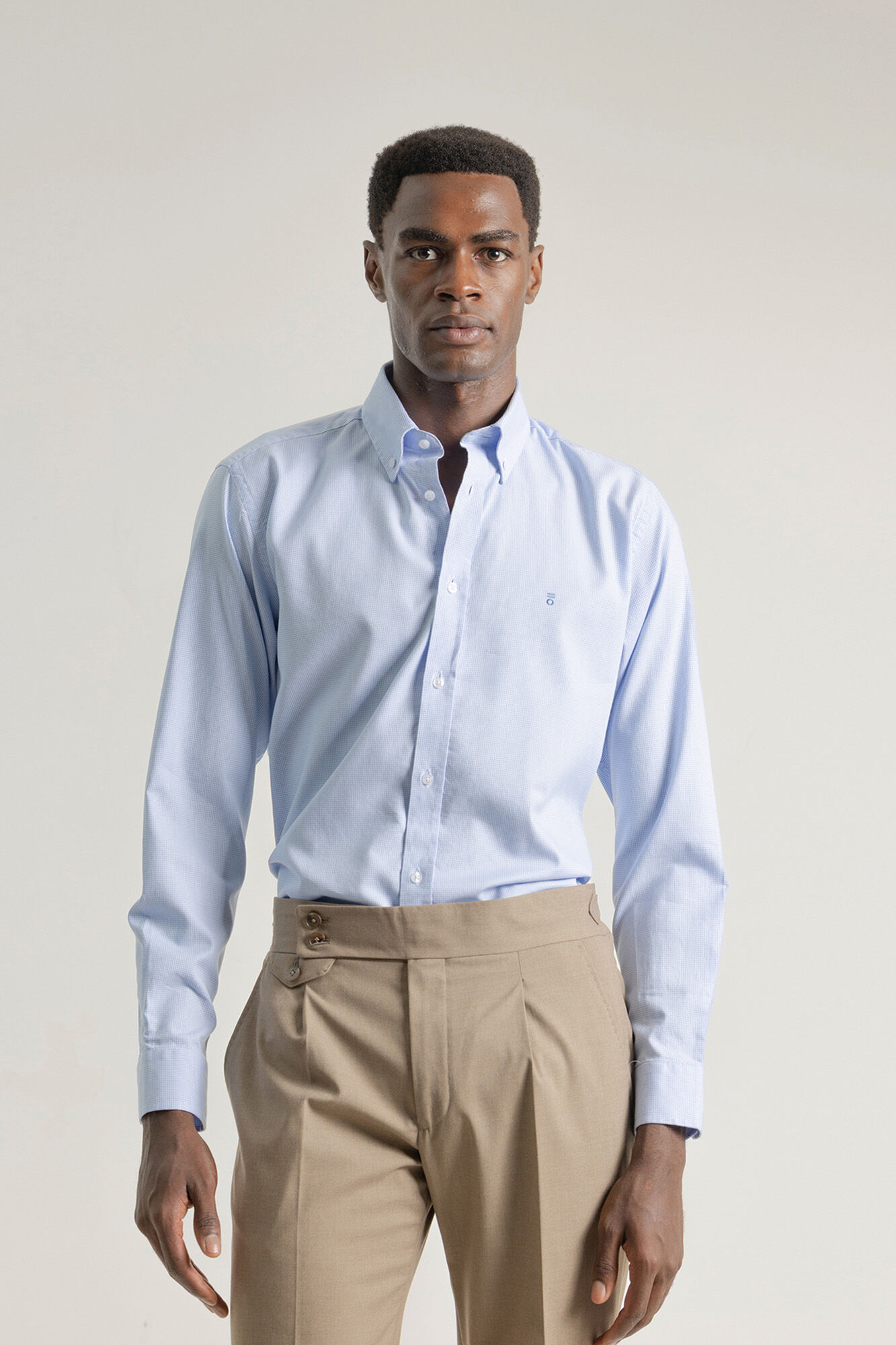 PuroEGO Camisa pied- de-pied-de-poule slim fit