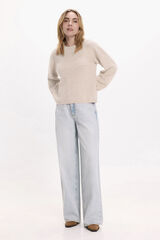 Vila Jersey-Knit jumper with cuff detail Nude