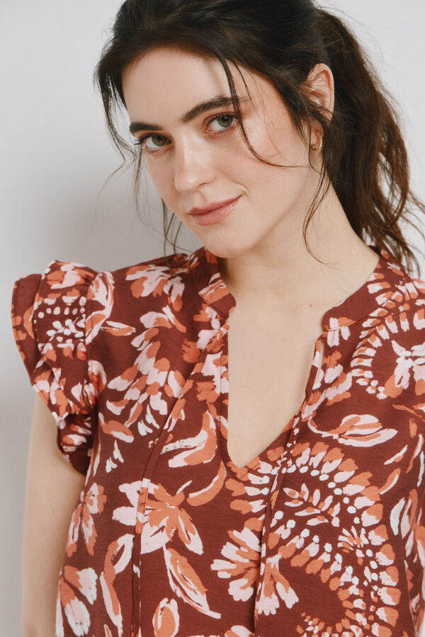 Vero Moda Top sem mangas com folhos Castanho