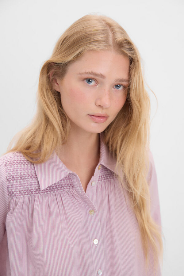 Cortefiel embroidered yoke shirt Lilac