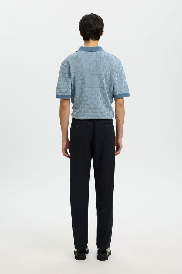 Selected Cal&ccedil;as chino de linho Preto