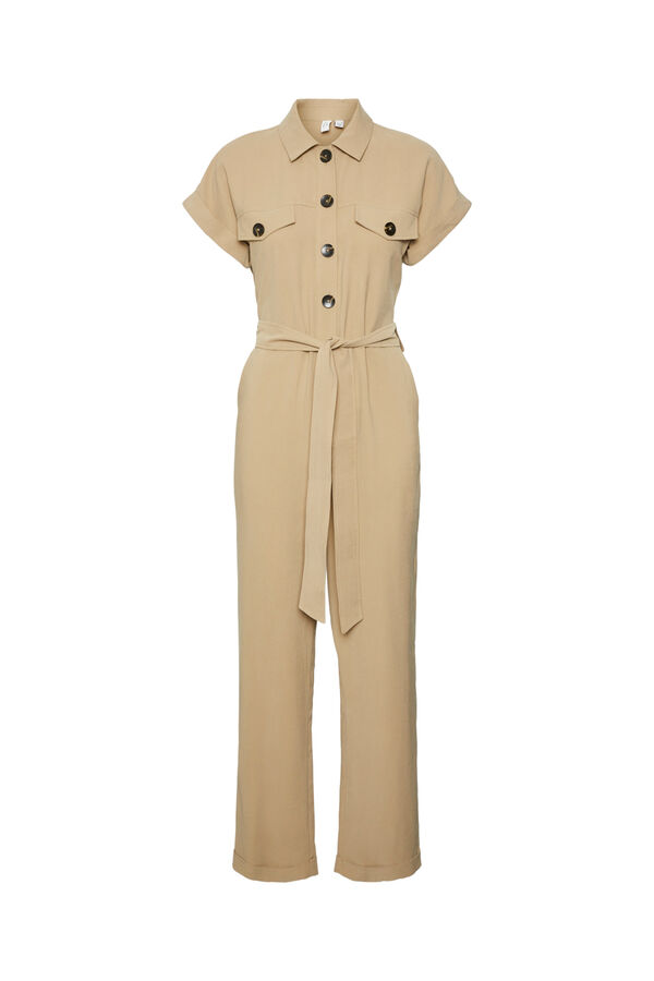 Cortefiel Short-sleeved jumpsuit  Dark brown