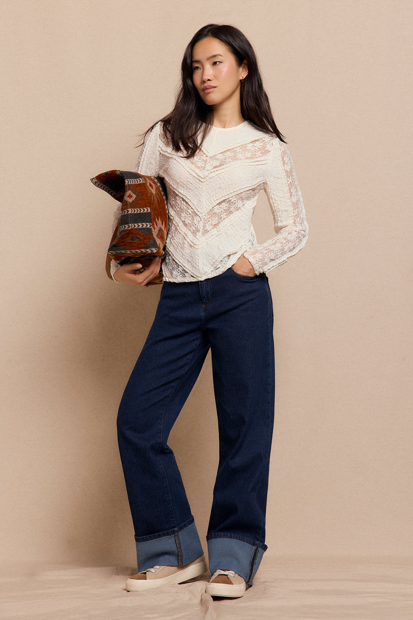 Slowlove Top de renda combinada