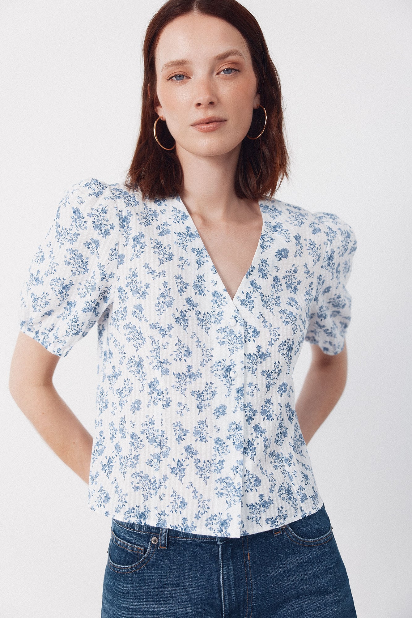 Cortefiel gingham blouse