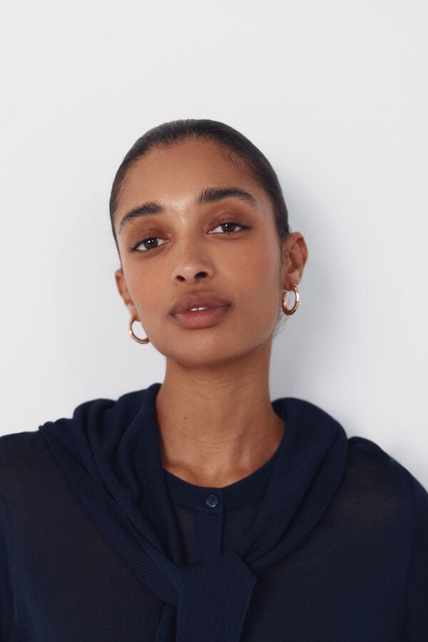 Cortefiel Jersey-knit basic jacket Navy