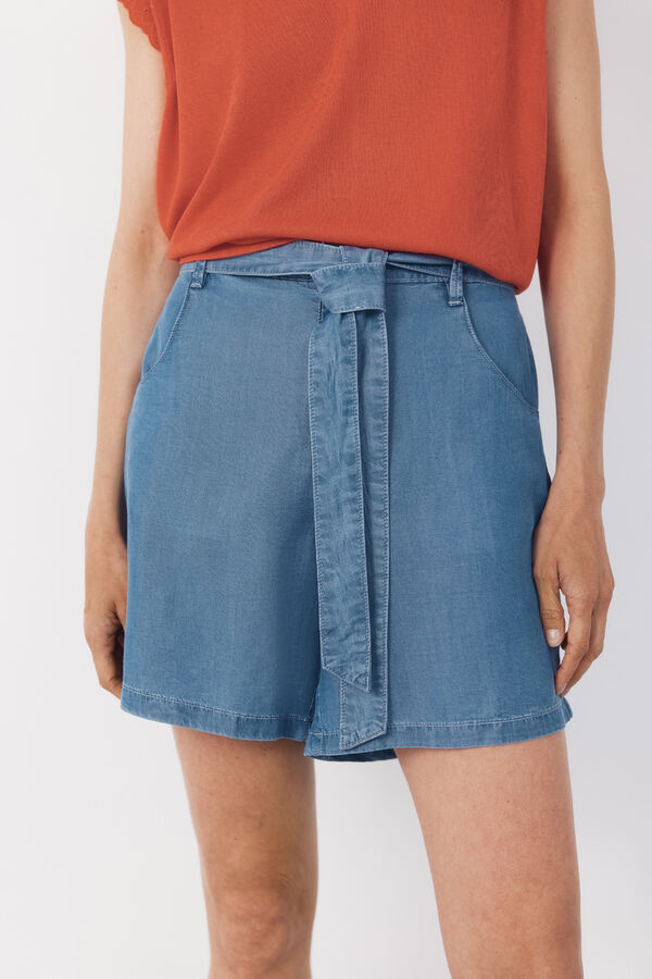 Cortefiel Tencel fluid Bermuda shorts Blue